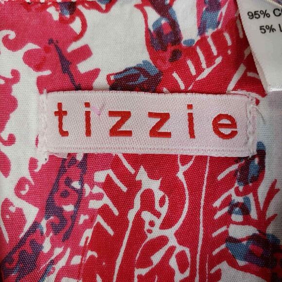 Tizzie Shirt Women's Size Large L Blue Geometric Long Sleeve Button Down - Picture 7 of 10